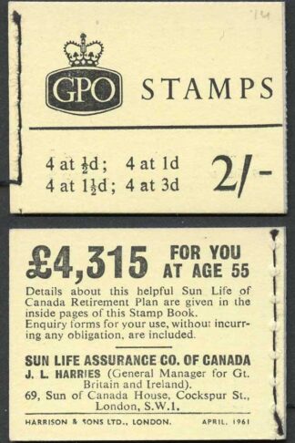 N4p 2/- Booklet April 1961 Phosphor Misplaced on 3d