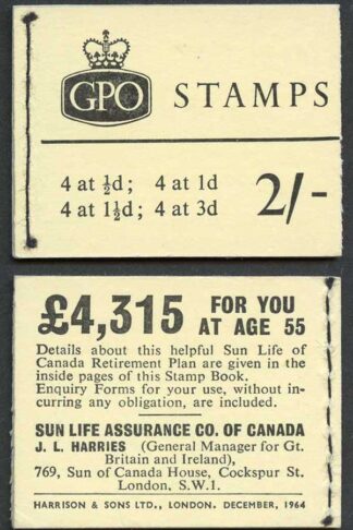 N19 2/- Booklet Dec 1964 Phosphor Misplaced on 1/2d
