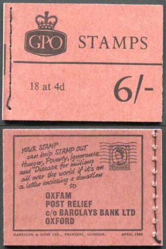 Q21 6/- Booklet April 1966 Crowns with Cylinder Number