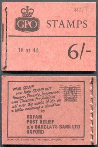 Q21 6/- Booklet April 1966 Crowns with Cylinder Number
