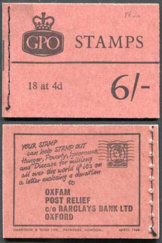 Q21 6/- Booklet April 1966 Crowns with Cylinder Number