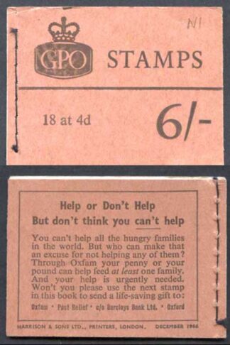 Q19 6/- Booklet Dec 1966 Crowns with Cylinder Number