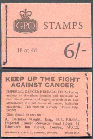 Q22 6/- Booklet March 1967 Crowns Ordinary
