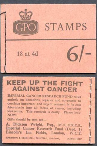 Q22 6/- Booklet March 1967 Crowns Ordinary