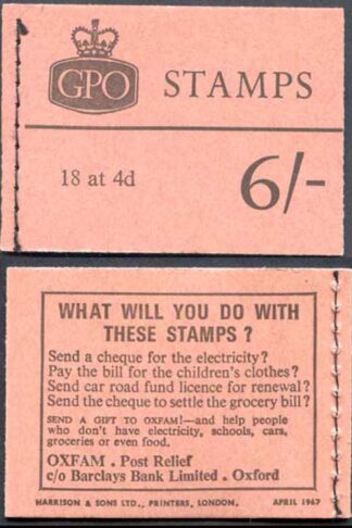 Q23 6/- Booklet April 1967 Crowns Ordinary
