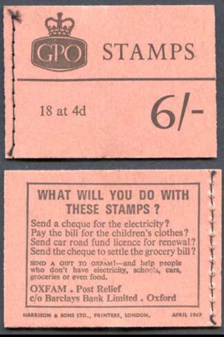 Q23 6/- Booklet April 1967 Crowns Ordinary