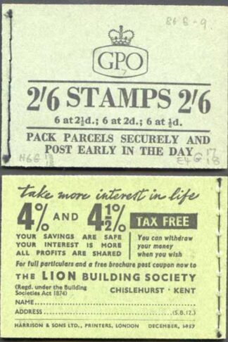 F61 2/6 Booklet Dec 1957 Wmk Edward