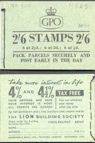 F60 2/6 Booklet Nov 1957 Wmk Edward