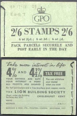 F60 2/6 Booklet Nov 1957 Wmk Edward
