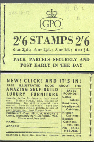 F46 2/6 Booklet Sept 1956 Wmk Edward