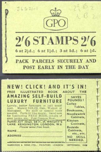 F46 2/6 Booklet Sept 1956 Wmk Edward