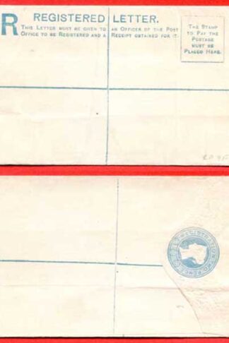 RP9 QV 2d Blue Registered Envelope Size F Mint