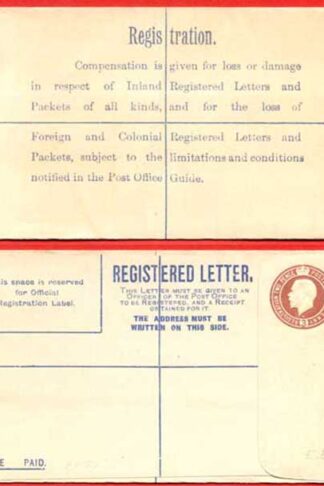 RP27b KGV 3d Registered Envelope W Below Neck Size F Imprint EE under Flap