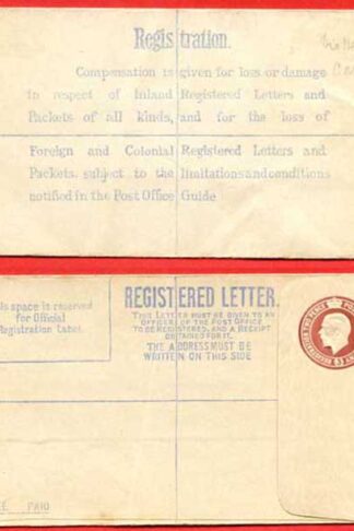 RP28c KGV 3d Registered Envelope Size F Flap 6 Lithographed CM under Flap mint