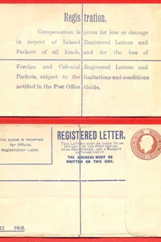RP27b KGV 3d Registered Envelope W Below Neck Size F Imprint EE under Flap