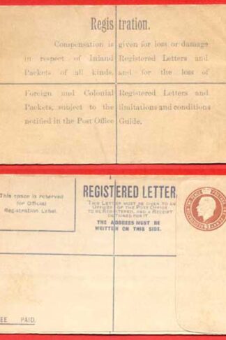 RP27b KGV 3d Registered Envelope W Below Neck Size F Imprint CK under Flap