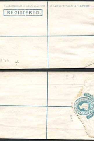 RP3 QV 2d Blue Registered Envelope Format RF2 Stamp R1 (7.3.78) Size G Mint