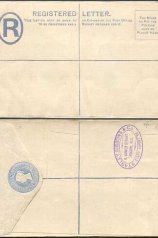 RP13 QV 2d Blue Registered Envelope Format RF6 Stamp R3 Size G Mint