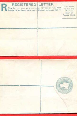 RP9 QV 2d Blue Registered Envelope Size F Mint