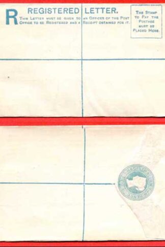 RP9 QV 2d Blue Registered Envelope Size F Mint