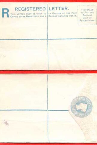 RP9 QV 2d Blue Registered Envelope Size F Mint