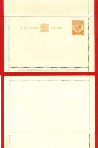 LCP9 KGV 2d Orange Post Office Issue Letter Card Mint