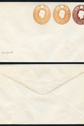 ESCP850 KGVI 1 1/2d and 2d x TWO Compound Stamped to Order Envelope