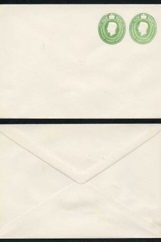 ESCP823 KGVI Two 1 1/2d Green Stamped to Order Envelope Mint