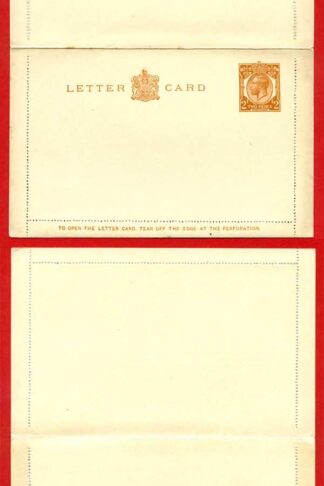 LCP9 KGV 2d Orange Post Office Issue Letter Card Mint