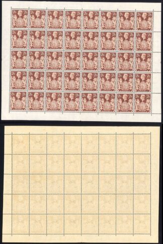 1939 2/6 Brown Complete Sheet of 40 U/M inc Q29h