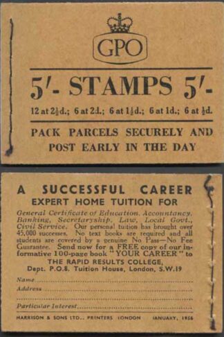H19c Jan 1956 5/- Booklet EEEEET
