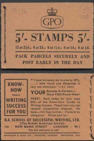 H17b Jan 1956 5/- Booklet TTTEET