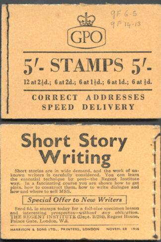 H24 5/- Booklet Wmk Edwards November 1956