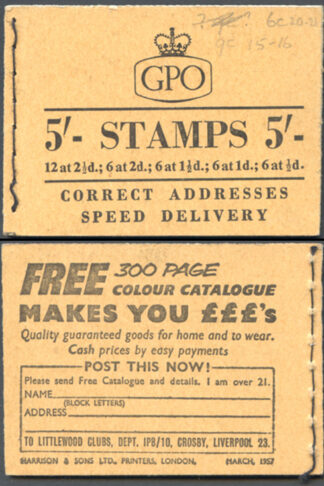 H27 5/- Booklet Wmk Edwards March 1957