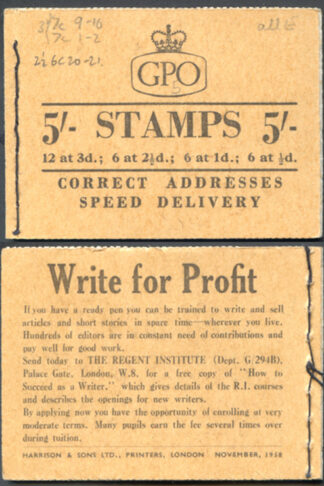 H36 November 1958 EEEEE 5/- Booklet