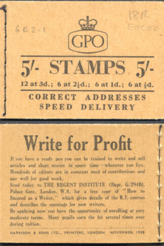 H36c November 1958 CCCEE 5/- Booklet