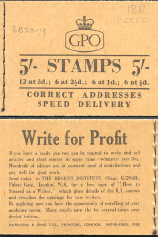 H36c November 1958 CCCEE 5/- Booklet
