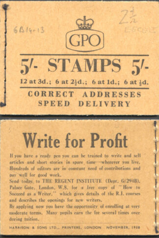 H36c November 1958 CCCEE 5/- Booklet