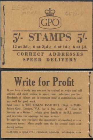H36c November 1958 CCCEE 5/- Booklet