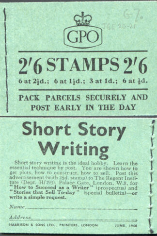 F43 2/6 Booklet Wmk Edwards Cyl G7 Dot June 1956