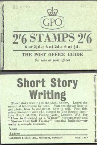 F56 July 1957 2/6 Booklet 2d Cyl H6 dot