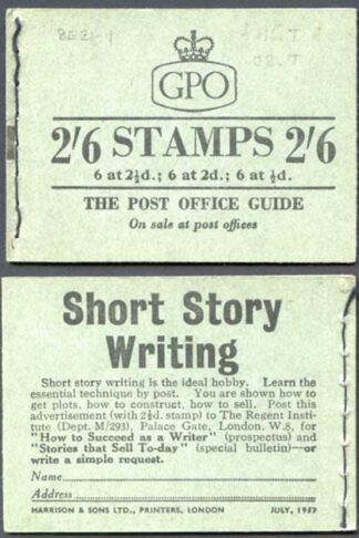 F56 July 1957 2/6 Booklet TWO Cyl Panes