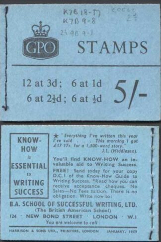 H37b Jan 1959 5/- Booklet CCCEC