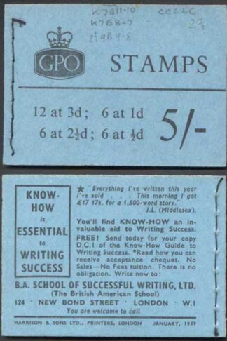 H37b Jan 1959 5/- Booklet CCCEC