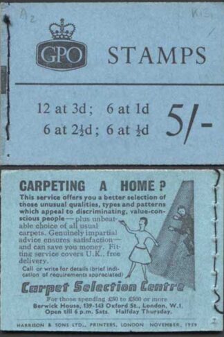 H41 November 1959 5/- Booklet 3d Cyl K13 Dot