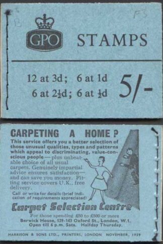 H41 November 1959 5/- Booklet 1d Cyl F13