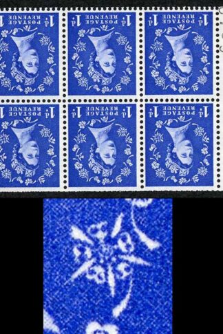 SB30ad 1d Wmk Crown Inverted Cream Paper Pane of 6 with Rose Flaw U/M
