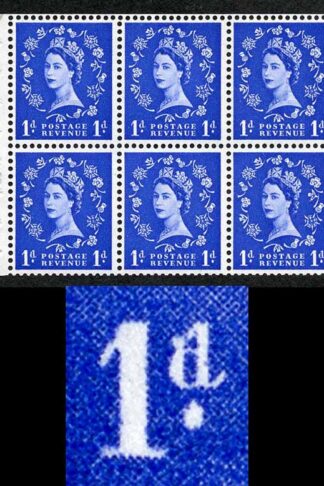SB26ab 1d Wmk Edward Inverted with Spot on D Booklet Pane U/M