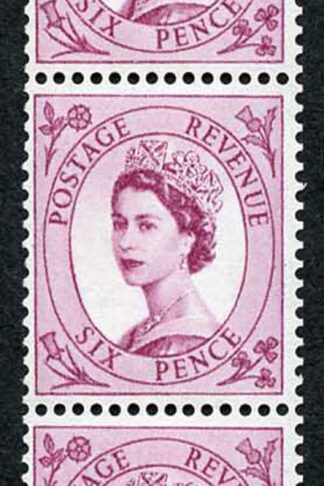 Spec 107 6d Deep Claret Cream Paper Wmk Crowns Coil Join Strip 7 U/M