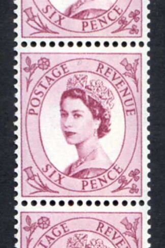 Spec 107 6d Deep Claret Cream Paper Wmk Crowns Coil Join Strip 7 U/M